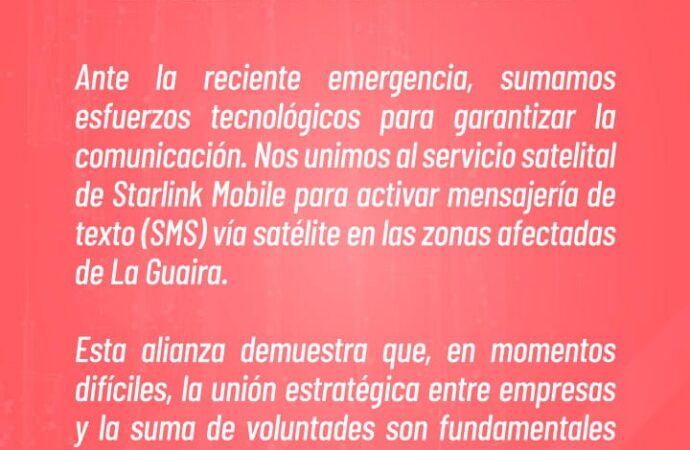 Movilnet se une al servicio satelital de Starlink Mobile